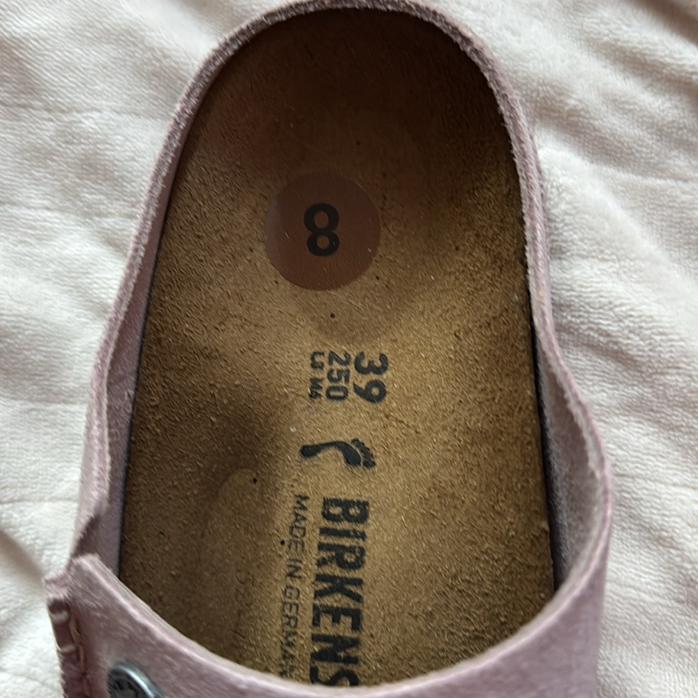 Zermatt Birkenstock suede pink with white stitching, small emblem, New! 8 - Picture 3 of 4